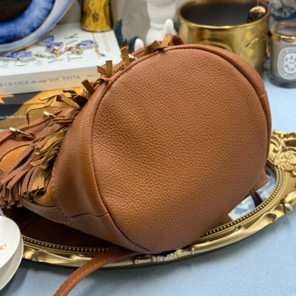 🆕 SEE BY CHLOE 🧿 NWT Vicki Bucket Bag, Caramello Leather & Suede - Picture 16 of 16
